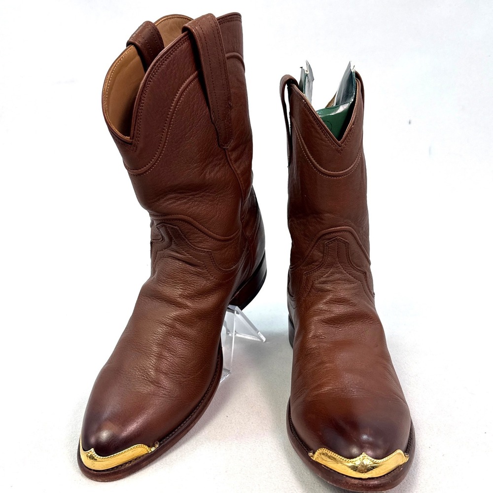 Tecovas The Cartwright Brown Leather Western Cowboy Boots 1002 Mens 12D Gold Toe